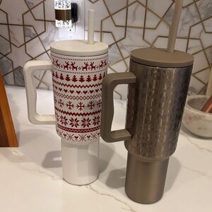 Set of Two Festive and Textured Tumblers Simple Modern like NEW